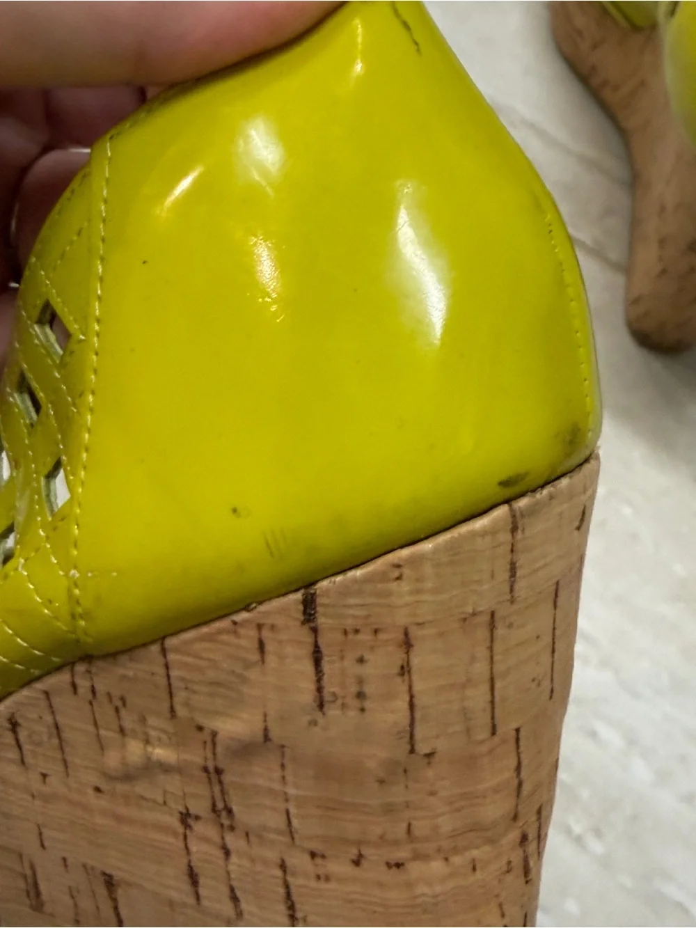 Vintage Jessica Simpson Lime Green Cork Wedge Sandals